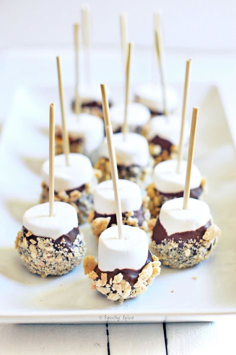 Smores Pops, Smores Sticks, Idee Babyshower, Cooking For A Crowd, Desserts For A Crowd, S'mores, Snacks Für Party, On A Stick, Birthday Food