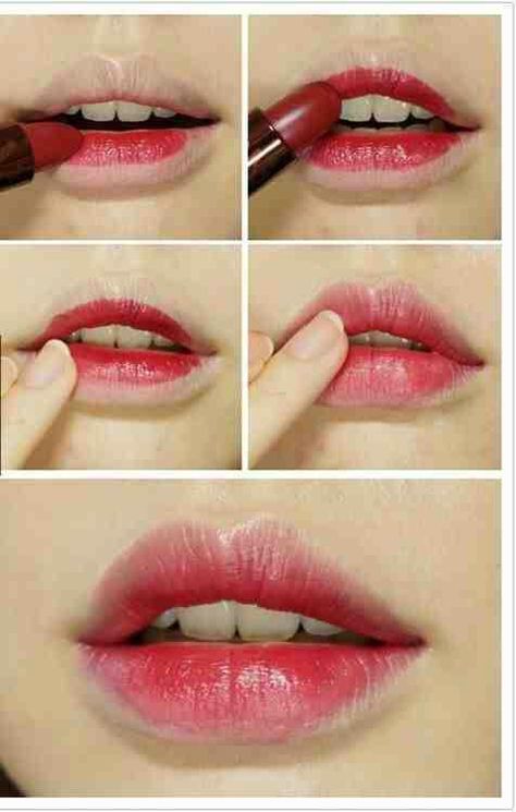 Just Bitten Lips Teknik Makeup, Gradient Lips, Mekap Mata, Korean Makeup Tutorials, Make Up Inspiration, Ombre Lips, Smink Inspiration, Natural Makeup Tutorial, Beauty Make-up