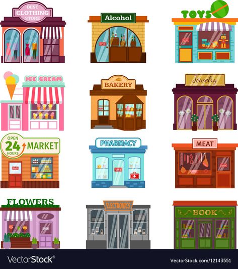 Fashion Trend Book, Shop Facade, Wooden Facade, Green Facade, Shop Signage, Flower Store, Shop Illustration, Ice Cream Shop, Shop Interiors