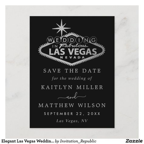 Elegant Las Vegas Wedding Save The Date Announcement Postcard Las Vegas Destination Wedding, Wedding Invitation Quotes, Destination Wedding Save The Date, Casino Wedding, Nevada Wedding, Las Vegas Wedding, Welcome Poster, Save The Date Postcards, Las Vegas Weddings