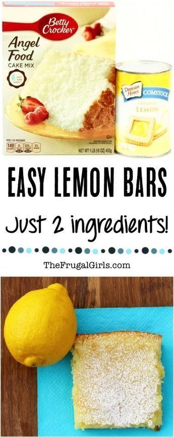 Easy Lemon Bars Recipe! Just 2 Ingredients and SO delicious!! Recipe at TheFrugalGirls.com Lemon Angel Food Cake Bars, Lemon Angel Food Cake, Easy Lemon Bars, Desserts Easy Quick, Cake Bars Recipe, Lemon Bars Easy, Angel Food Cake Mix Recipes, Lemon Bars Recipe, Quick Easy Desserts