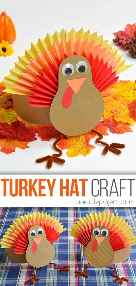 Turkey Hat Craft | Turkey Hats with Free, Printable Template! Pumpkin Turkeys Craft, Lunch Bag Turkey Craft, Diy Turkey Hats For Kids, Diy Turkey Headband, Diy Turkey Hat, Turkey Hats Preschool, Turkey Hat Printable, Turkey Hat Template, Turkey Hat Craft