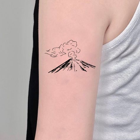 Volcano Tattoo Traditional, Hawaiian Volcano Tattoo, Simple Volcano Tattoo, Volcano Silhouette, Volcano Tattoo, Iceland Tattoo, Acatenango Volcano Tattoo, Life Tattoos, Tattoo Art