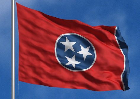 Tennessee State Flag - Tennessee Flag Salutes Tennessee State Flag, Us States Flags, Tennessee Flag, Us Flags, Flag Store, State Symbols, State Of Tennessee, Tri Star, Tennessee State