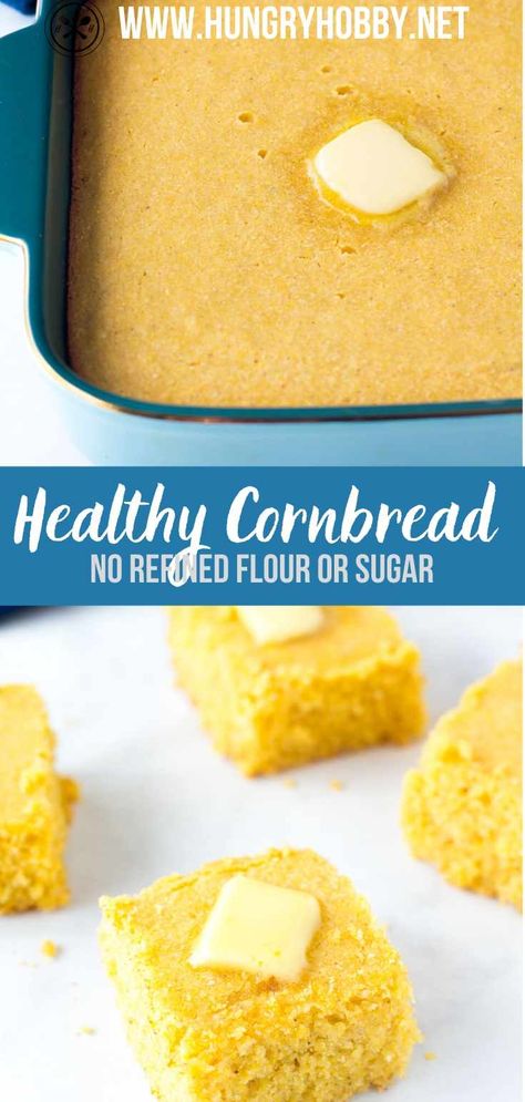 Healthy Cornbread Recipe, Foods Without Sugar, Healthy Cornbread, Healthy Corn, Vegan Egg Substitute, Honey Cornbread, Gluten Free Cornbread, Holiday Side Dish, Sweet Cornbread