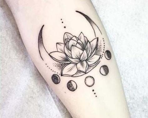 Cat Lotus Tattoo, Tattooed Aesthetic, Lotus Tattoo Design, Armband Tattoos, Me Tattoo, Moon Tattoo Designs, Creepy Tattoos, Pretty Tattoos For Women, Cute Tiny Tattoos