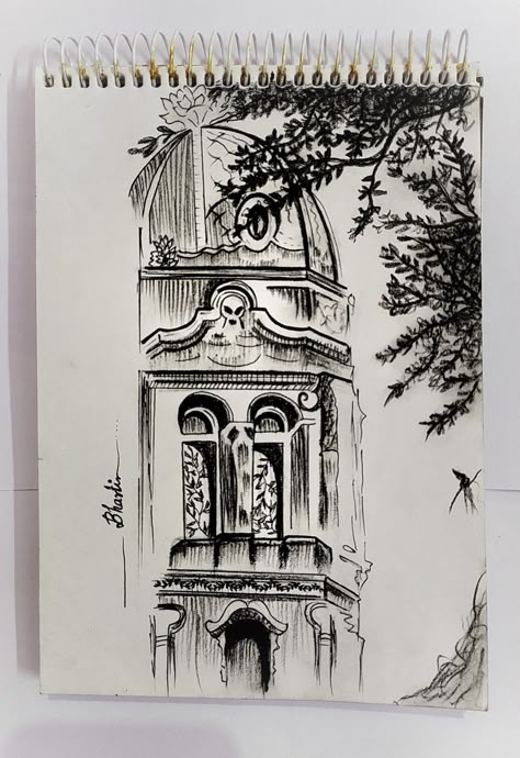 Building Sketches Simple, Pen Sketches Aesthetic, Pen Art Work, Ink Pen Art, Architecture Drawing Sketchbooks, Travel Art Journal, Nature Art Drawings, Architectural Ideas, Art Basics