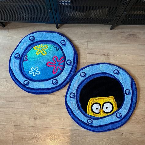 Porthole Rug Handmade Tufted Rug Spongebob Rug Funky Rug Rug for Bedroom Aesthetic - Etsy Spongebob Home Decor, Small Tufted Rug, Spongebob Rug, Funny Rugs, Small Studio Space, Spongebob Window, Funny Rug, Funky Rug, Tufting Rugs