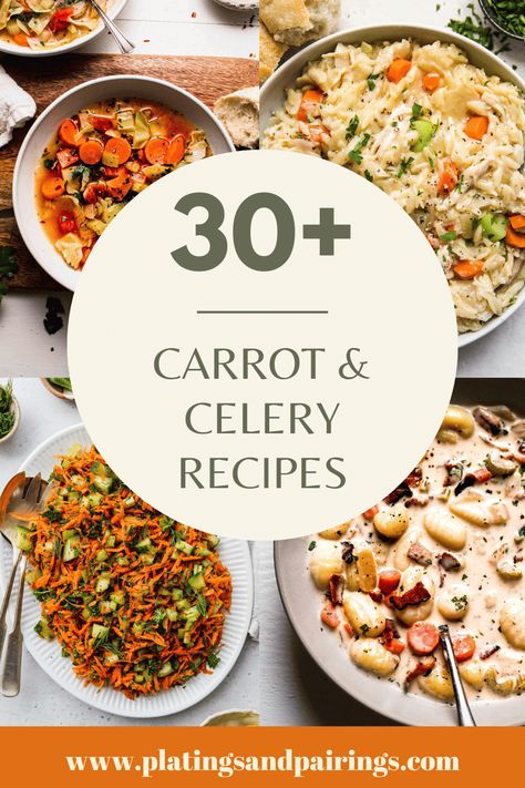 The humble carrot and celery, often relegated to veggie platters, are ready to take center stage. This vibrant orange and green combo is the ultimate versatile pairing, offering endless possibilities from hearty stews to refreshing salads, all at a budget-friendly price. Here's 30+ carrot & celery recipes to try out! What To Make With Carrots And Celery, Potatoes Carrots Celery Recipes, Dinner Ideas With Celery, Celery Carrot Recipes, Carrot Celery Onion Potato Recipes, Carrots Onions Celery Soup Recipes, Carrots Celery, Recipes That Use Celery, Recipe With Celery And Carrots