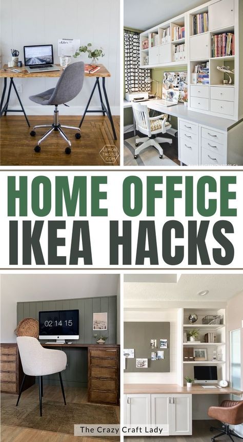 Clever Home Office Storage Ideas, Office Ikea Ideas Business, Office Nook Ikea, Ikea Micke Kallax Office, Home Office Storage Ideas Ikea Hacks, Ikea Office For Two, Diy Ikea Home Office, Ikea Hack Desk Workspaces Home Office, Office With Ikea Furniture