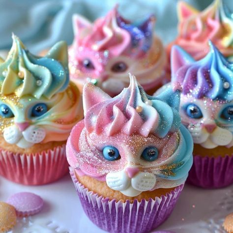 Dt Crafts, Cupcake Decorating Tips, Cat Cupcakes, Cupcake Cake Designs, Animal Cupcakes, Cat Cake, Cat Birthday, Cake Decorating Tips, Cake Decorating Techniques