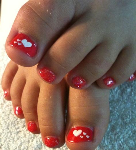 Go Red for a Good Cause - - NAILS Magazine Pedicure Designs Toenails, Pretty Toe Nails, Valentine Nail Art, Cute Toe Nails, Pedicure Designs, Nail Designs Valentines, Red Nail Designs, Pink Nail Designs, Toe Nail Designs