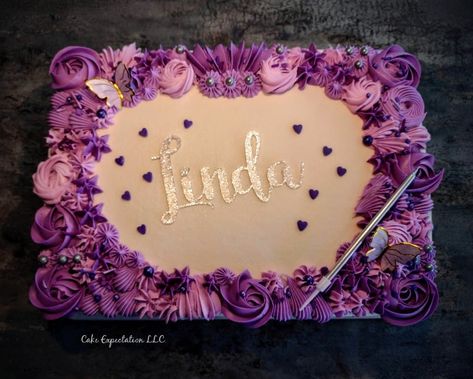 Fancy Purple Sheet Cake Purple Sheet Cakes, Girly Sheet Cake, Purple Sheet Cake, Lavender Sheet Cake, Happy Birthday Sheet Cakes For Women, Pink And Purple Sheet Cake, Graduation Sheet Cakes, 40th Birthday For Women, Half Sheet Cake