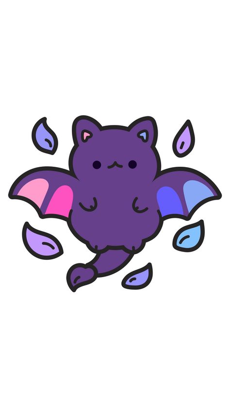 We suggest that this cat has been watching the How to Train Your Dragon movie for too long, and now he has become one of these mythical creatures in our fanart Purple Cat Dragon Sticker. Even though... Cat Dragon Hybrid Tattoo, Cat Dragon Art, Purple Dragon Drawing, Cute Mythical Creatures Drawings, Purple Cat Drawing, Lofi Halloween, Kawaii Creatures, Mythical Cat, Mythical Creatures Drawings