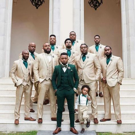 Green Men Suits, Khaki Groomsmen, Emerald Green Wedding Theme, Gatlinburg Wedding, Green Suit Men, Green Wedding Suit, Wedding Groomsmen Attire, Suits For Wedding, Wedding Tux