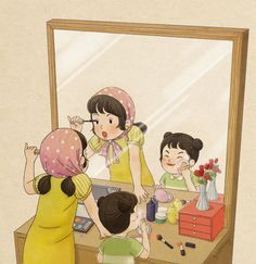 Korean Artist Illustrates Her Memories Of Growing Up With A Sister 가족 일러스트, Sisters Drawing, Mother Daughter Art, Childhood Memories Art, Sister Pictures, Sisters Art, Art Mignon, Mother Art, Book Illustration Art