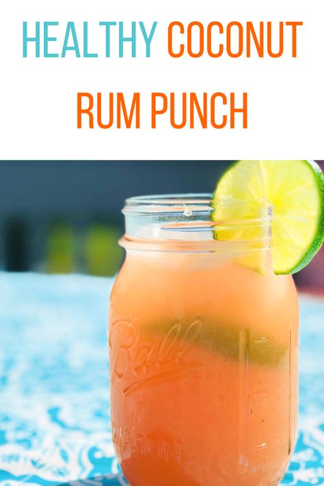 This rum punch is so good! And it's hydrating and healthy. It's the only one I'll drink. Low Calorie Rum Drinks, Coconut Rum Punch, Healthy Regime, Coconut Rum Recipes, Coconut Rum Punches, Low Calorie Alcoholic Drinks, Vegan Beverages, Malibu Rum Drinks, Coconut Rum Drinks