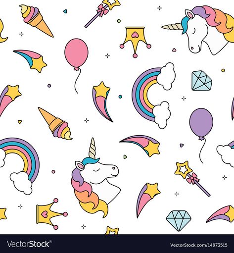 Rainbow Wall Mural, Boho Rainbow Wall, Unicorn And Rainbow, Rainbow Wall Decor, Unicorn Illustration, Unicorn Wallpaper, Map Wallpaper, Unicorn Pattern, Unicorn Art