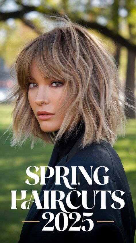 Discover the beauty of spring haircuts 2025, where elegance meets innovation. This season, say goodbye to outdated styles and hello to fresh trends like layered bobs, curtain bangs, and textured waves. Spring haircuts 2025 offer diverse options for those who want a simple yet impactful change. These versatile styles allow you to stay on-trend while expressing your unique personality New Hair Trends 2025, Women’s Medium Hair Styles 2025, Short Hair Cuts For Women With Fringes, Haircut For Growing Out Bangs, Summer Hair 2025, Fru Fru Hairstyles, Short Layered Haircuts With Curtain Bangs, Haircut Women 2025, Short Hair Trends 2025