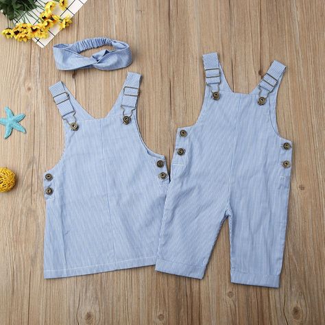 Brother Sister Outfits, Adorable Baby Outfits, Girl Baby Clothes, Striped Overalls, Matching Sibling Outfits, Sibling Outfits, Cool Baby Clothes, Sisters Dress, Boys And Girls Clothes