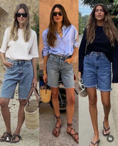 Denim Bermuda Shorts Outfit, Bermuda Shorts Outfit, Pant Top, Look Formal, Outfit Primavera, Bermuda Jeans, Quiet Luxury, Casual Work Outfits, Street Style Inspiration