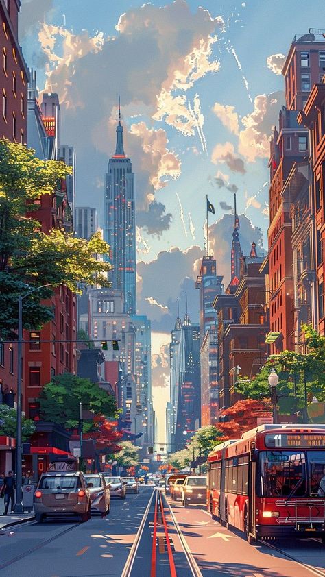 [𝑺𝒂𝒗𝒆 & 𝑭𝒐𝒍𝒍𝒐𝒘]~♡´･ᴗ･`♡ Anime City Scenery, Digital Art Scenery, Animated City, Art Gallery Architecture, Ancient Wallpaper, City Reference, Texture Pictures, Cityscape Illustration, Gallery Architecture