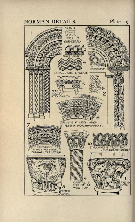 A manual of historic ornament; treating upon the evolution, tradition, and development of architecture & the applied arts. Prepared for the use of students and craftsmen : Glazier, Richard, 1851-1918 : Free Download, Borrow, and Streaming : Internet Archive Art Deco Drawing, Ornamental Art, Romanesque Art, Gift For Architect, Gcse Art Sketchbook, Romanesque Architecture, World Architecture, Cathedral Architecture, Vintage House Plans