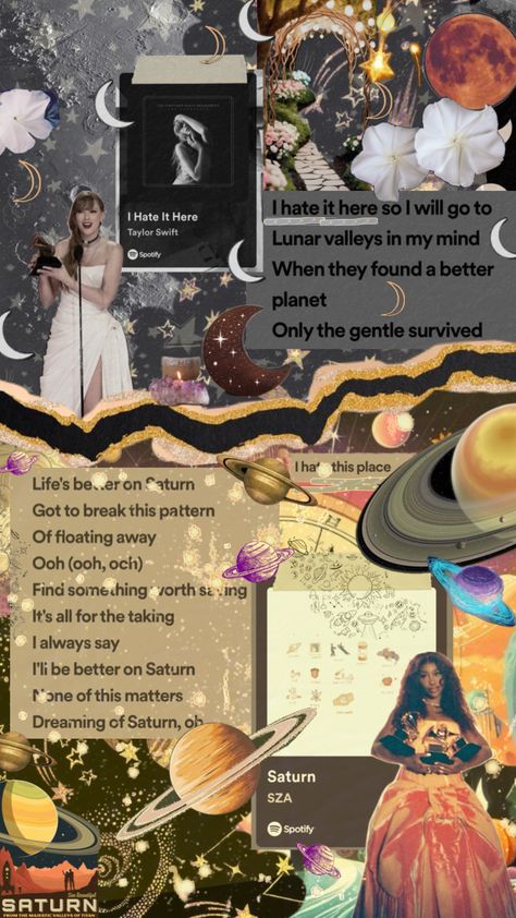 “I hate it here so I will go to… saturn, life’s better on saturn” 🪐 🎶 #taylorswift #sza #ihateithere #saturn #ttpd #celestial #space #swiftie #music #lyrics Music, Taylor Swift, Sza Lyrics, I Hate It Here, Music Lyrics, Life Is Good