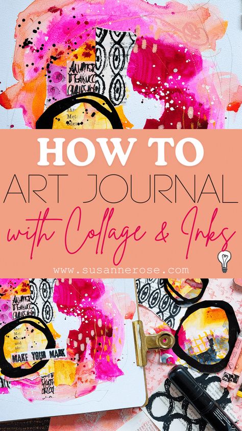 Dive into the world of abstract art with my latest video tutorial! Learn how to create a mesmerizing journal page using acrylic inks, handmade collage fodder, and unique mark making techniques. Don't have acrylic inks? Watercolors work just as well! Collage Techniques Tutorials, Mark Making Ideas, Collage Tutorials, Abstract Tutorials, Mark Making Techniques, Abstract Art Journal, Collage Watercolor, Diy Journaling, Making Journals