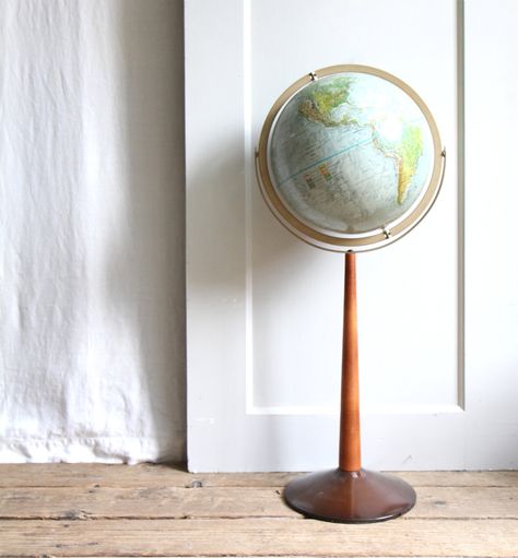 Standing Globe, Mid Century Accessories, Honey Color, Land And Sea, World Globes, Map Globe, World Globe, House Design Photos, Honey Colour