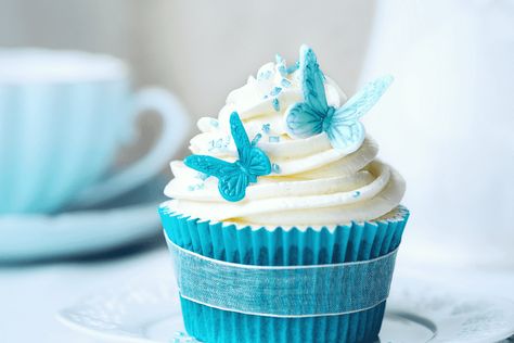 Cupcake Design Ideas, Green Cupcakes, Cap Cake, Cupcake Photos, Butterfly Cupcakes, Teal Butterfly, Beautiful Cupcakes, Cupcake Designs, Butterfly Cakes