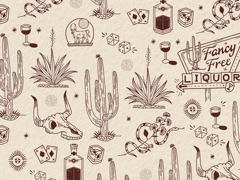 Southwest Style Tattoos, Western Doodles Ideas, Western Flash Art, Funny Western Tattoos, Southwest Tattoo Design, Western Flash Sheet, Western Laptop Wallpaper Horizontal, Western Filler Tattoo, Vintage Western Tattoos