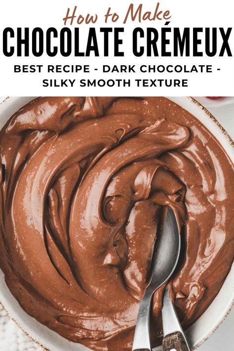 Dark Chocolate Cremeux Recipe, Chocolate Cake Filling Recipes Easy, Chocolate Cremeux Recipe, Cremeux Recipe, Chocolate Cream Recipe, Chocolate Cream Cheese Filling, Chocolate Cream Filling, Chocolate Filling For Cake, Chocolate Cream Cake