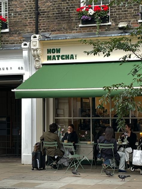 Matcha cafe in London Matcha Cafe Interior Design, Matcha Shop Design, Matcha Shop Aesthetic, Matcha Cafe Interior, Healthy Cafe Design, Matcha Cafe Aesthetic, Green Cafe Aesthetic, Matcha Moodboard, Matcha Coffee Shop