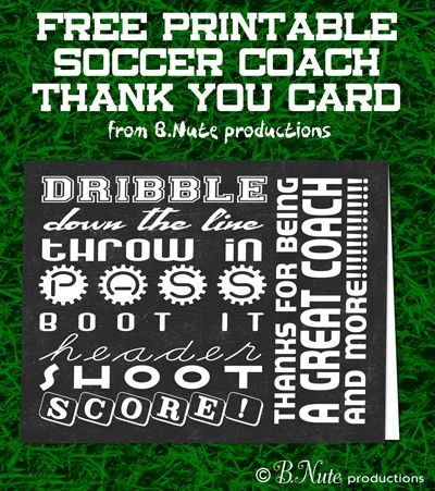 Free Printable Soccer Coach Thank You Card. Soccer Favors, Soccer Treats, Team Treats, Soccer Crafts, Soccer Banquet, Soccer Coach Gifts, Soccer Birthday Parties, Soccer Season, Soccer Coach