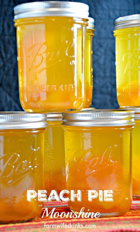 Peach Pie Moonshine, the perfect mason jar gift for the most important people in your life who need who need a stiff drink. Making Extracts, Homemade Brandy, Peach Pie Moonshine, Flavored Moonshine Recipes, Moonshine Drink Recipes, Whiskey Bacon, Peach Moonshine, Important People In Your Life, Homemade Moonshine