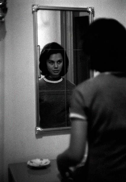 Looking Into A Mirror Photography, Eyes In Mirror, Looking In Bathroom Mirror Reference, Reflection In A Mirror, Painting Of Mirror Reflection, Reflection In Mirror Photography, Woman Standing In Front Of Mirror, Someone Looking Into A Mirror Reference, Mirror Reference Photo