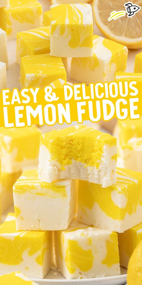 Lemon Food Recipes, Lemon Fudge Recipe, Lemon Fudge, Lemon Sweets, Lemon Food, Easy Fudge Recipe, Yellow Desserts, Fudge Dessert, Lemon Treats