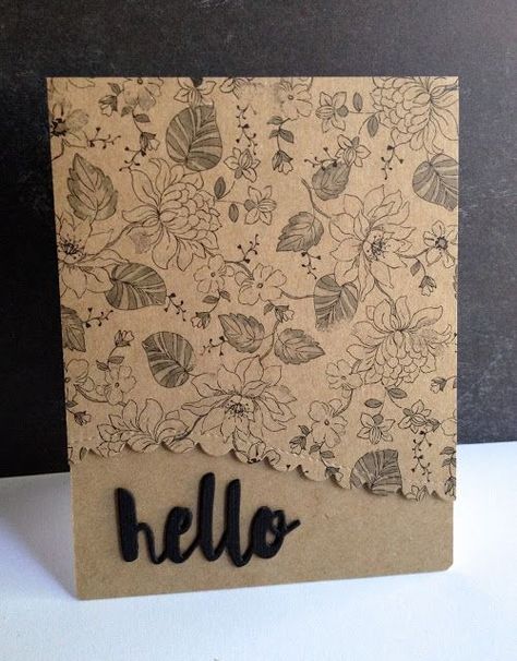 Kraft and Black Hello | I'm in Haven | Bloglovin’ Everyday Cards, Unity Stamps, Card Layouts, Card Table, Hello Cards, Card Making Techniques, Card Making Inspiration, Pretty Cards, Simon Says Stamp