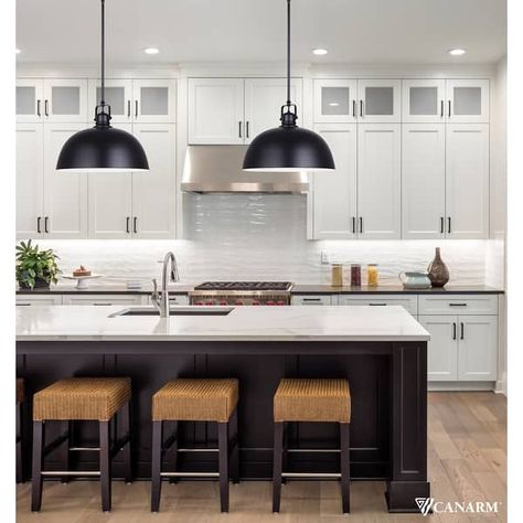 Polo 1 Light Pendant, Black Finish - On Sale - Bed Bath & Beyond - 40222695 Black Pendant Light Kitchen, Black Pendant Lights, Lights Over Kitchen Island, Black Kitchen Island, Modern Kitchen Island, Entryway Bathroom, Kitchen Island Lighting Pendant, Up House, Kitchen Lighting Fixtures