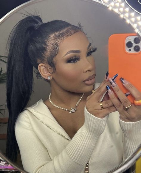 Background Makeup, Aaliyah Jay, High Ponytail, Pretty Faces, Hair Laid, Braided Hair, Makeup Obsession, Baddie Hairstyles, Straight Human Hair