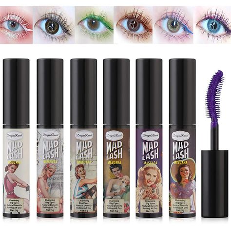 PRICES MAY VARY. 6 COLORS MASCARA: One mascara tube with convenient, easy-to-use applicator in White, Black, Green, Brown, Blue, Purple. etc.,perfect for all eye colors and skin tones. LASTS ALL DAY: Go about your day free from flaking & fading! This mascara does not flake, fade, or wear, making it a perfect all-day, longlasting mascara. EXTREME COVERAGE: The extra-large elastomer brush coats every lash to create intense & defined volume in just one swipe! It provides intense & dramatic volume a Colorful Mascara, Color Mascara, Organic Mascara, Eyelash Mascara, Colored Mascara, Mascara Set, Curling Mascara, Full Lashes, Stimulate Hair Follicles