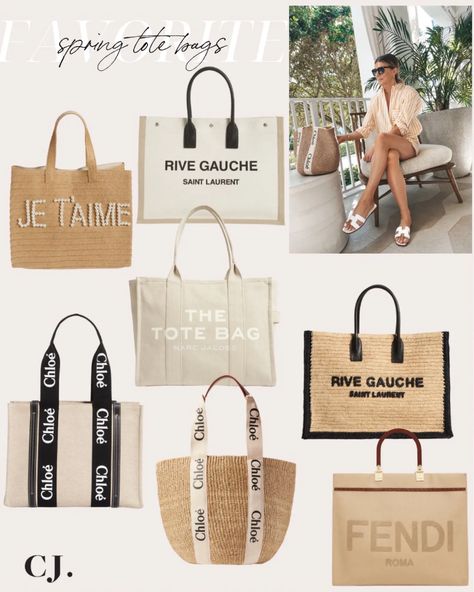 Favorite Tote Bags for Spring - Cella Jane Chloe Straw Bag, Chloe Summer Bag, Designer Summer Bags, Beach Bag Outfit Summer, Chloe Beach Bag, Luxury Beach Bag, Beach Bag Design, Spring Travel Tote Bag, Beige Tote Bag Outfit