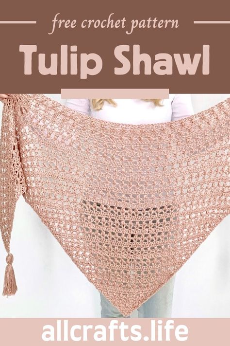 Crochet Vintage Tulip Shawl Crochet Shaw, Lace Shawl Pattern, Lace Shawls, Crochet Sloth, Crochet Shawl Pattern, Crochet Lace Shawl, Crochet Baby Hat Patterns, Popular Crochet, Crochet Shawl Pattern Free