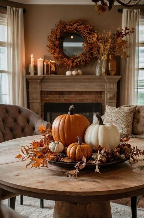 Fall Table Centerpieces, Tafel Decor, Fall Decor Inspiration, Fall Bedroom, Fall Deco, Fall Thanksgiving Decor, Autumn Decorating, Elegant Fall, Fall Halloween Decor