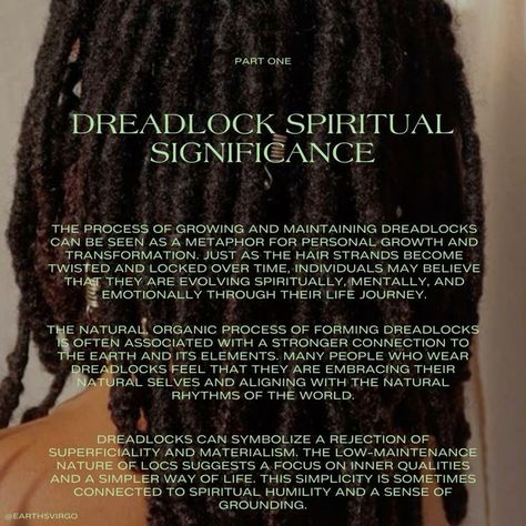 Dreadlock Spiritual Meaning, Locs Spirituality, One Dreadlock In Hair, Dreadlock Aesthetic, Spiritual Hairstyles, Dread Locs Black Women, Wisdom Loc, Spirituality Symbols, Dreads Quotes