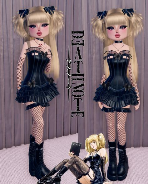 My Style Dress To Impress, Misa Dti Outfit, Dti Roblox Cosplay, Dti My Idol Outfit Ideas, My Idol Outfit, Cosplay Dti Outfit Ideas, Misa Amane Dress To Impress, Di Top Model, Musical Dti Outfits