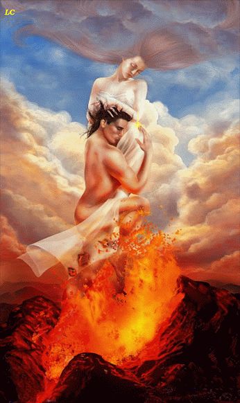 2b72108093bb7464713d44c73dfc410d.gif (346×582) Fire And Air, Twin Flame Reading, Twin Souls, Digital Art Gallery, Fire Art, Pre Raphaelite, Art Masters, Couple Art, Freelance Illustrator