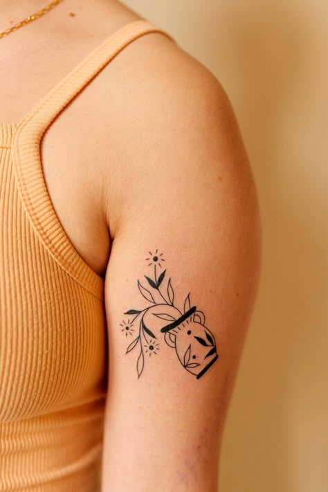 Women Tattoos Aquarius, Aquarius Tattoo Simple, Uranus Tattoo Aquarius, Aquarius Tattoo Small Zodiac Signs, Aquarius Flower Tattoo, Dainty Aquarius Tattoo, Zodiac Tattoos Aquarius, Aquarius Simple Tattoo, Small Aquarius Tattoo