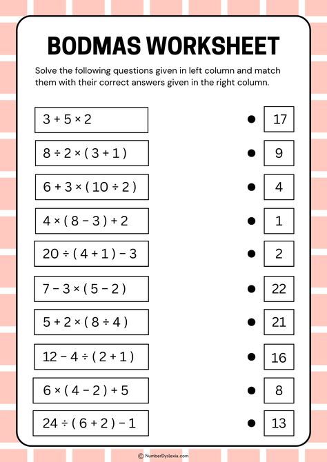 Bodmas Worksheets, Grade 6 Math Worksheets, Math Worksheets For Kids, Grade 5 Math Worksheets, Math Vocabulary Words, 5th Grade Worksheets, Math Practice Worksheets, Grade 6 Math, 4th Grade Math Worksheets